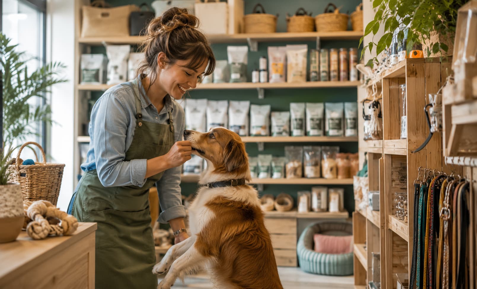 Pet shop interior with branded products